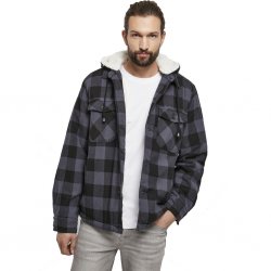 Brandit Lumberjacket hooded Fur - Gray/Black