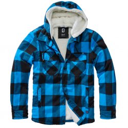Brandit Flannel Lumberjacket Fur hooded - Blue