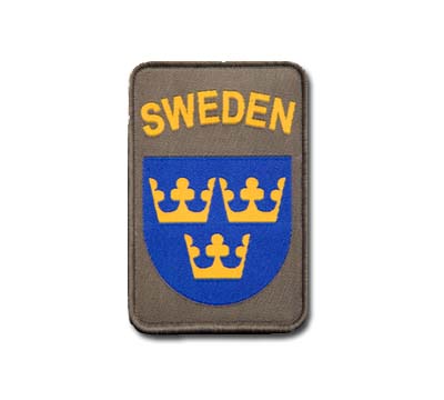 Svensk militär tygmärke med kardborre SWEDEN -Olive
