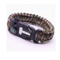 Pulsera de Paracord, Silbato, Brújula, Pedernal