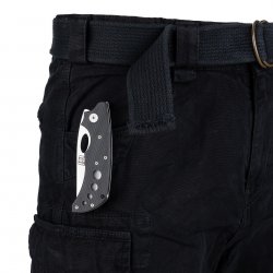 Fostex pantalones cortos cargo para hombre en canvas 100% algodón – Negro