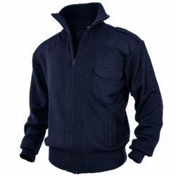Stickad Mil-Tec-jacka – 80  ull  20  polyakryl – marinblå