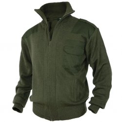 Stickad Mil-Tec-jacka – 80  ull  20  polyakryl – Olivgrön