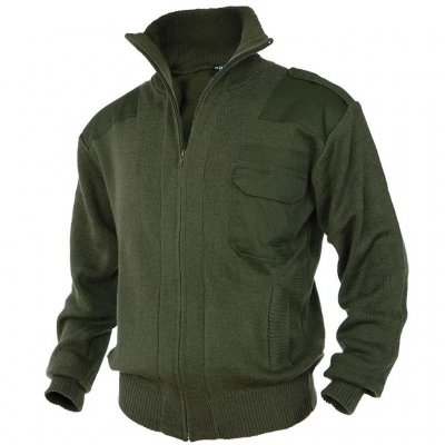 Stickad Mil-Tec-jacka – 80  ull  20  polyakryl – Olivgrön
